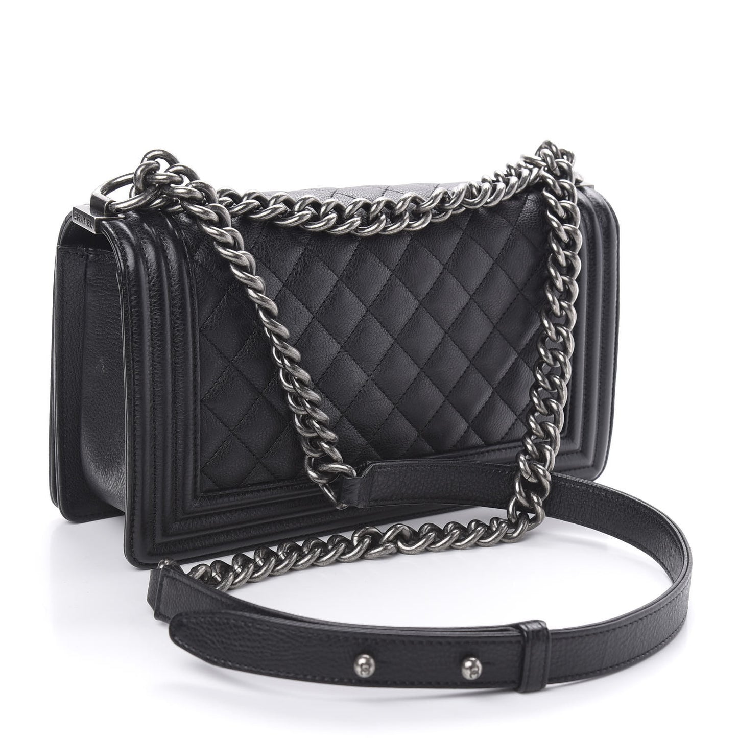 Calfskin Quilted Medium Boy Flap Black