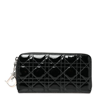 Christian Dior Patent Cannage Lady Dior Continental Zip Wallet Black 1 of 8