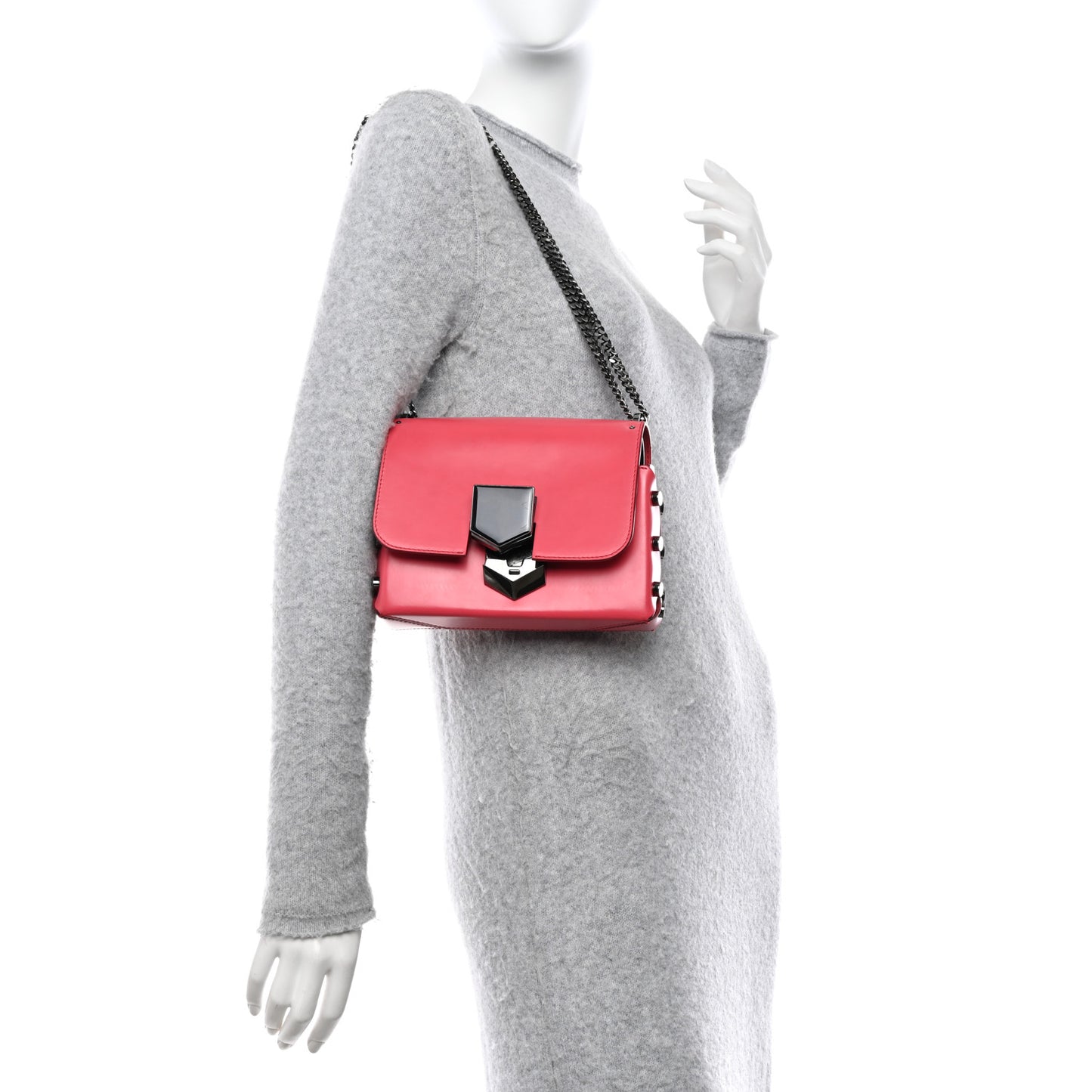 JIMMY CHOO Spazzolato Lockett Petite Shoulder Bag Dahlia