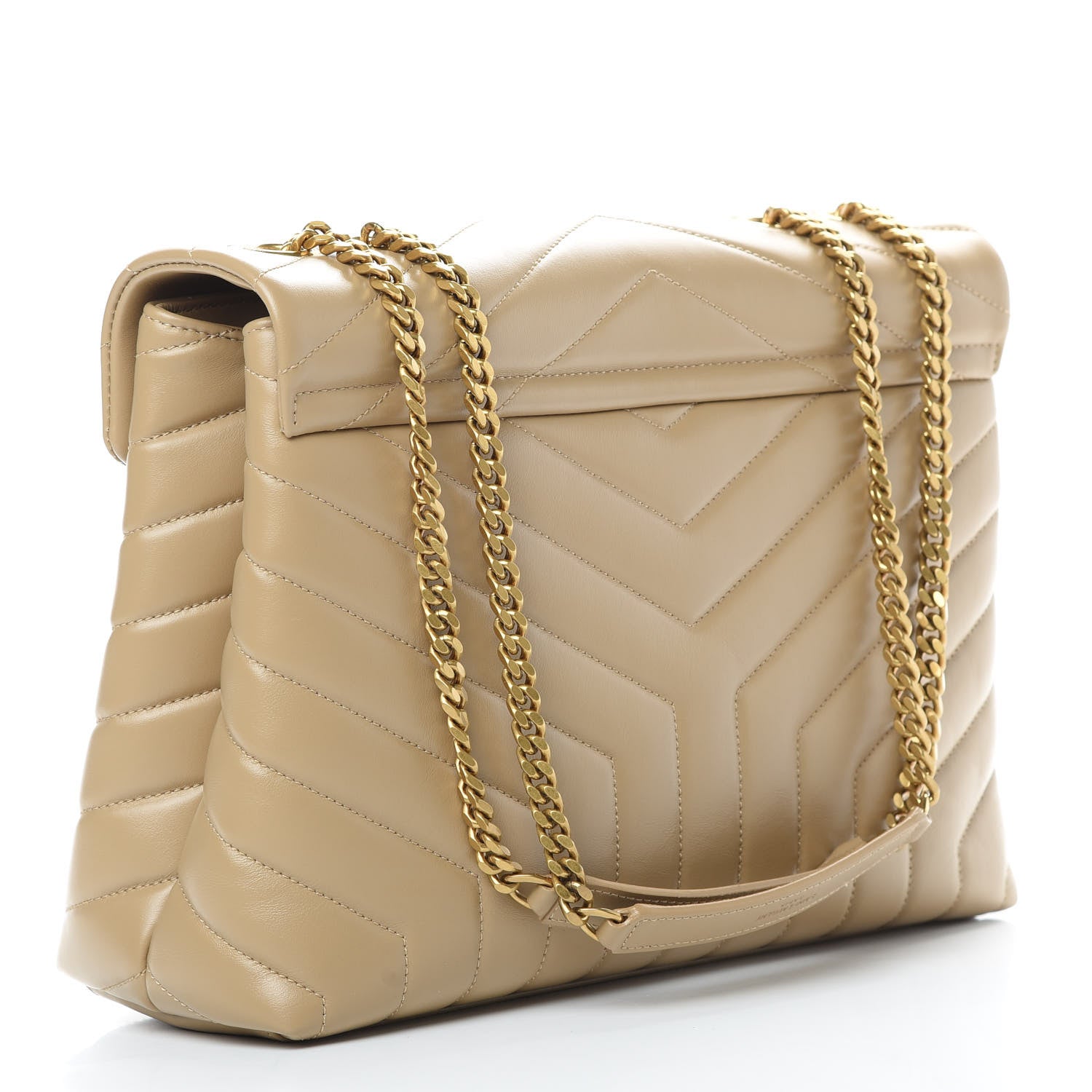 Saint Laurent Calfskin Y Quilted Monogram Medium Loulou Chain Satchel Dark Beige 4 of 15