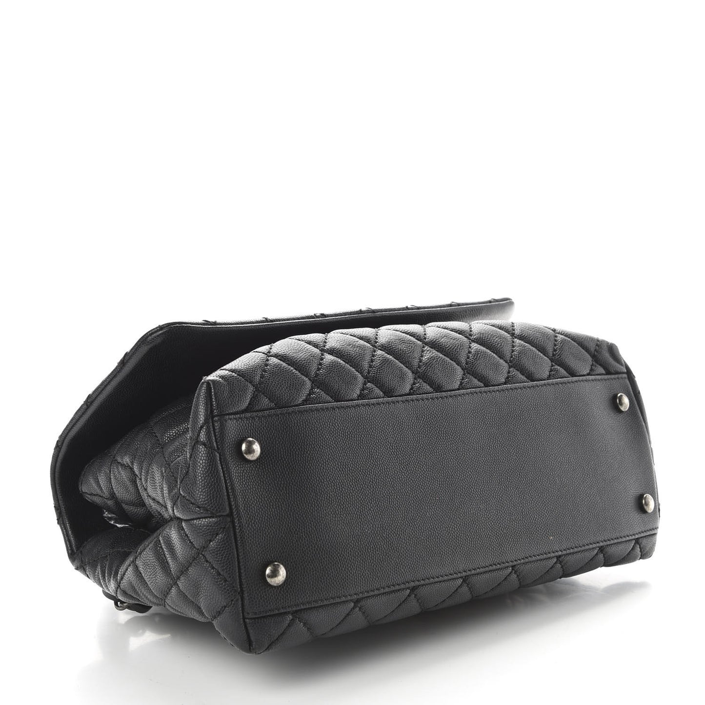 Caviar Quilted Small Coco Handle Flap Black