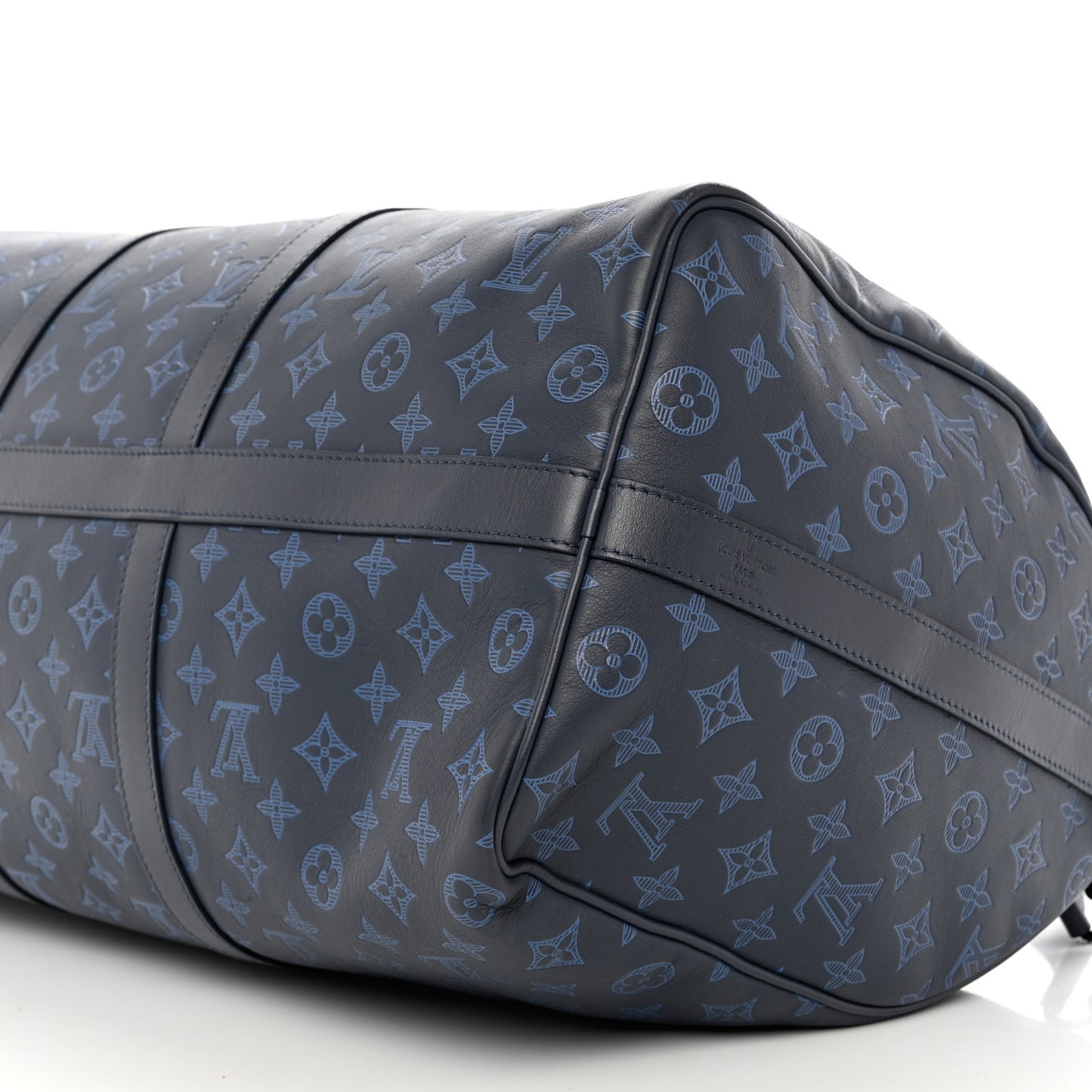 Calfskin Monogram Shadow Keepall Bandouliere 50 Navy