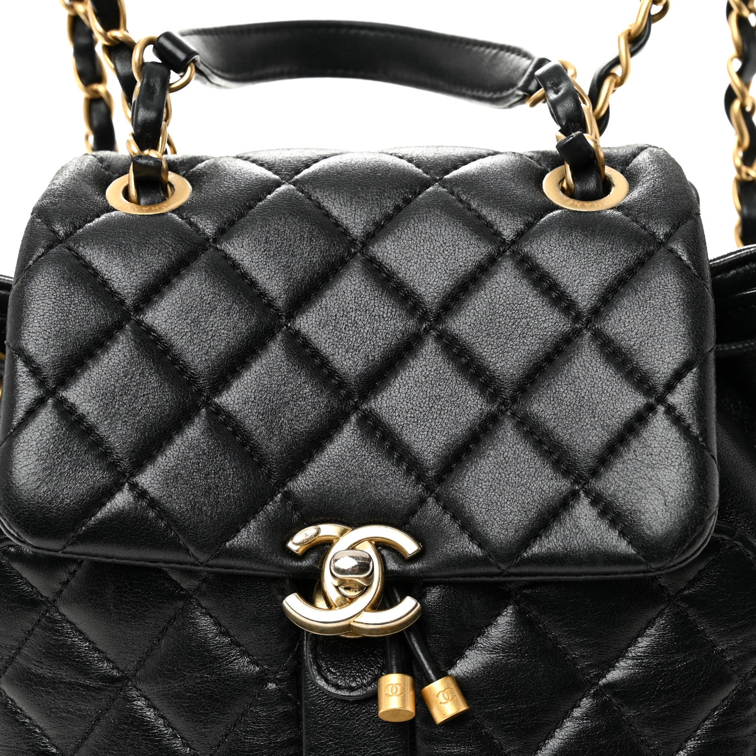 Chanel Lambskin Quilted Daily Friend Drawstring Backpack Black 8 of 10