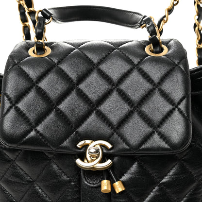 Chanel Lambskin Quilted Daily Friend Drawstring Backpack Black 8 of 10