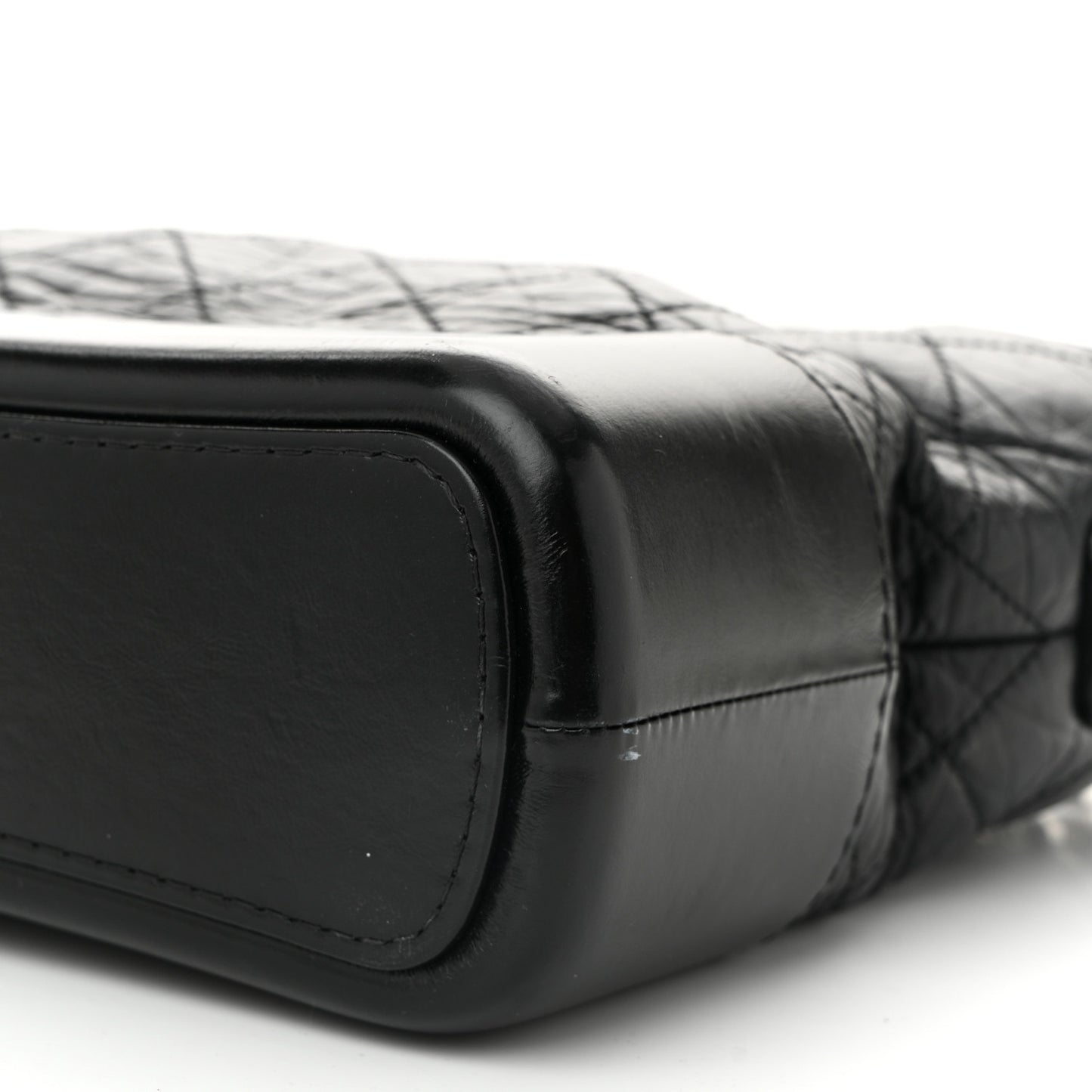 Aged Calfskin Quilted Small Gabrielle Logo Hobo Black