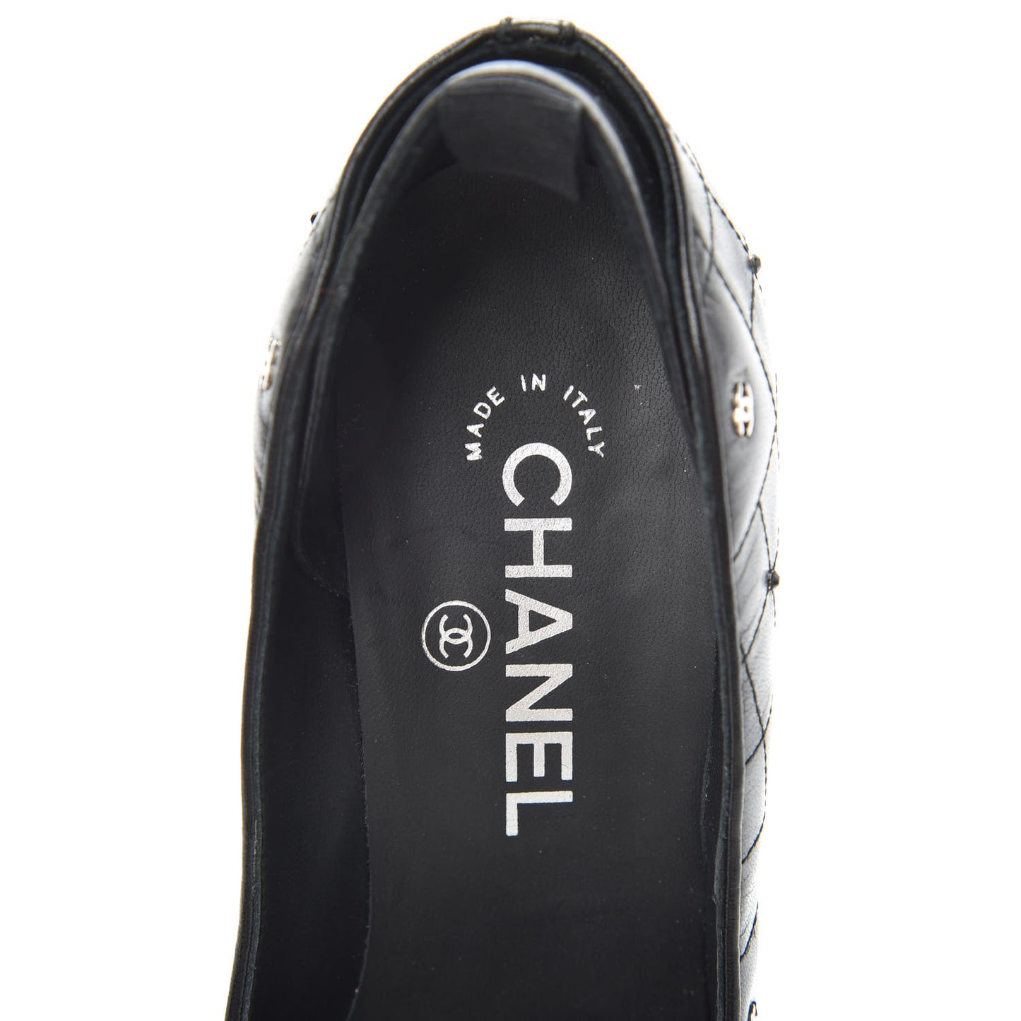 Lambskin Grosgrain Quilted Cap Toe CC Pumps 37.5 Black