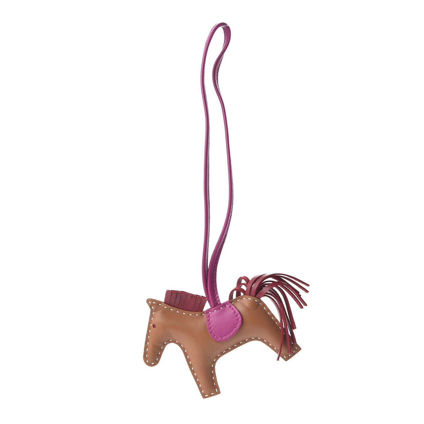 Milo Lambskin Grigri Rodeo Horse Bag Charm PM Sesame Grenat Rose Poupre