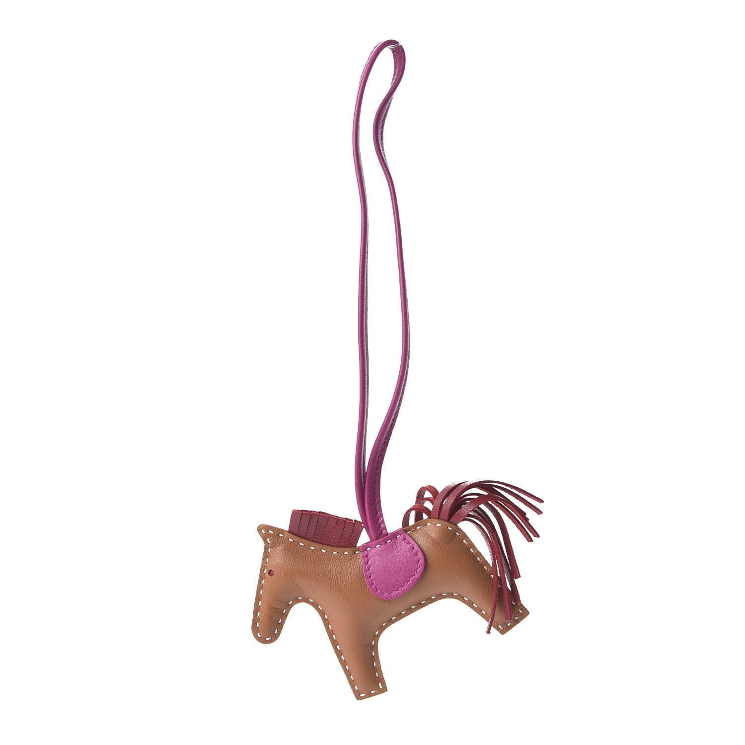 Hermes Milo Lambskin Grigri Rodeo Horse Bag Charm PM Sesame Grenat Rose Poupre 1 of 8