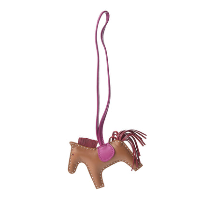 Hermes Milo Lambskin Grigri Rodeo Horse Bag Charm PM Sesame Grenat Rose Poupre 1 of 8