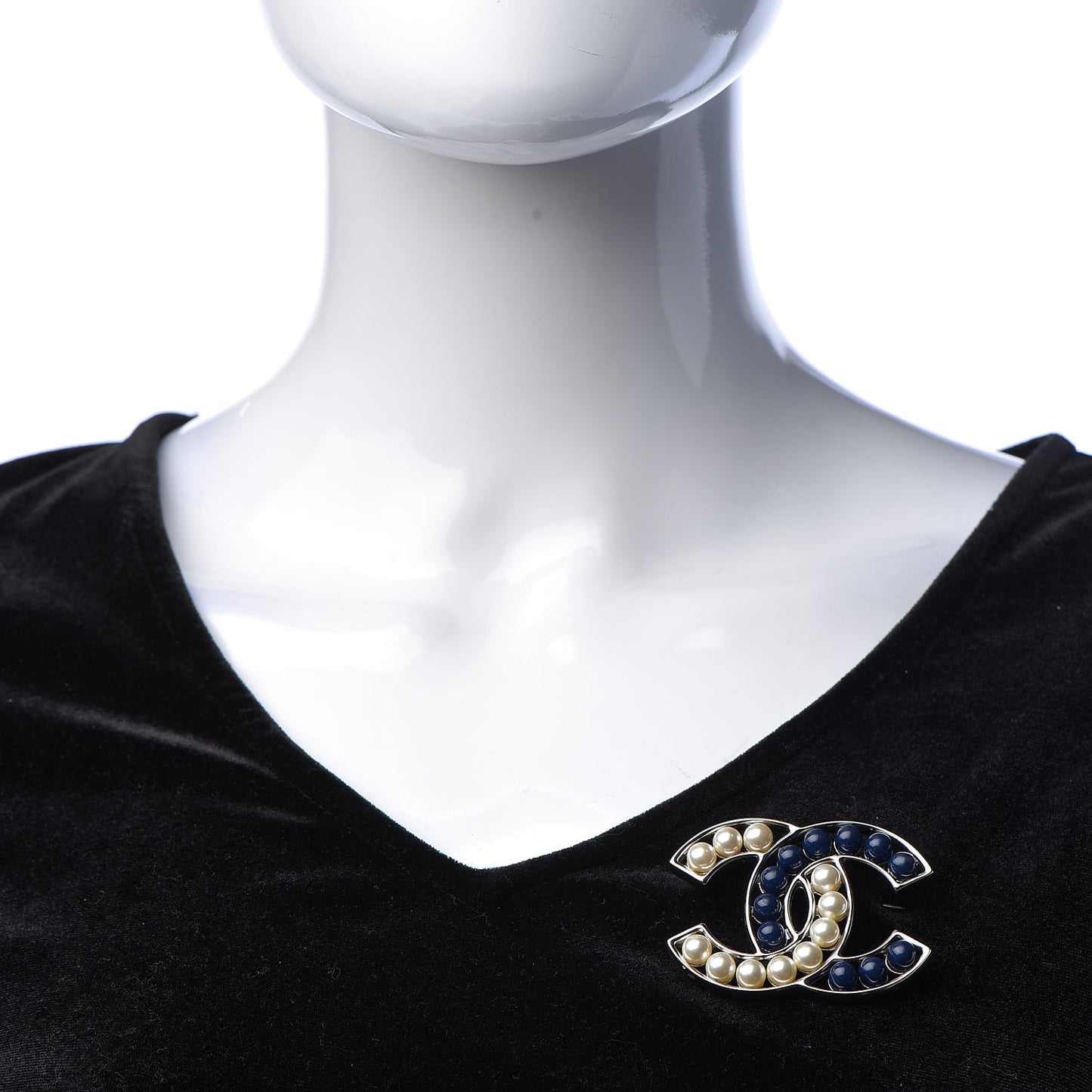 Pearl CC Brooch Blue Gold