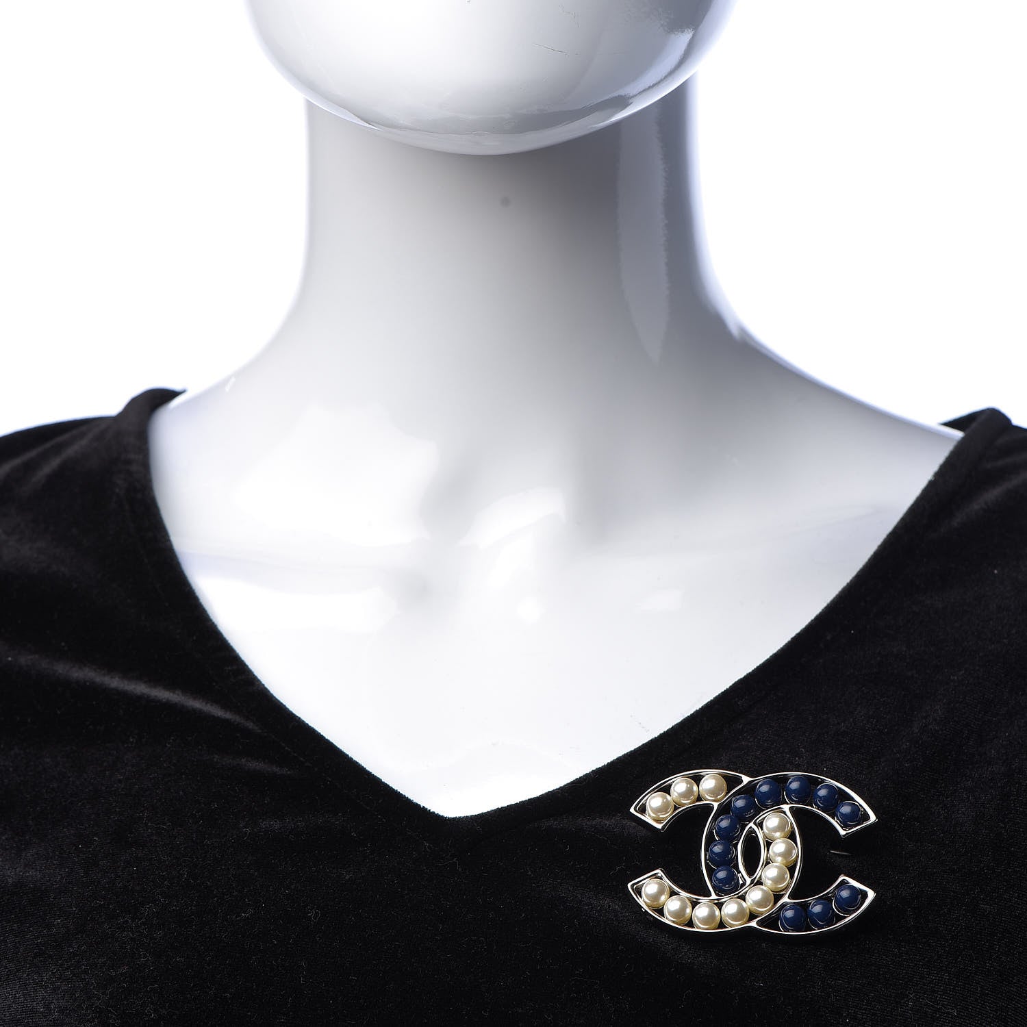 Chanel Pearl CC Brooch Blue Gold 2 of 4