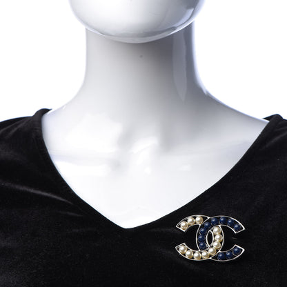 Chanel Pearl CC Brooch Blue Gold 2 of 4
