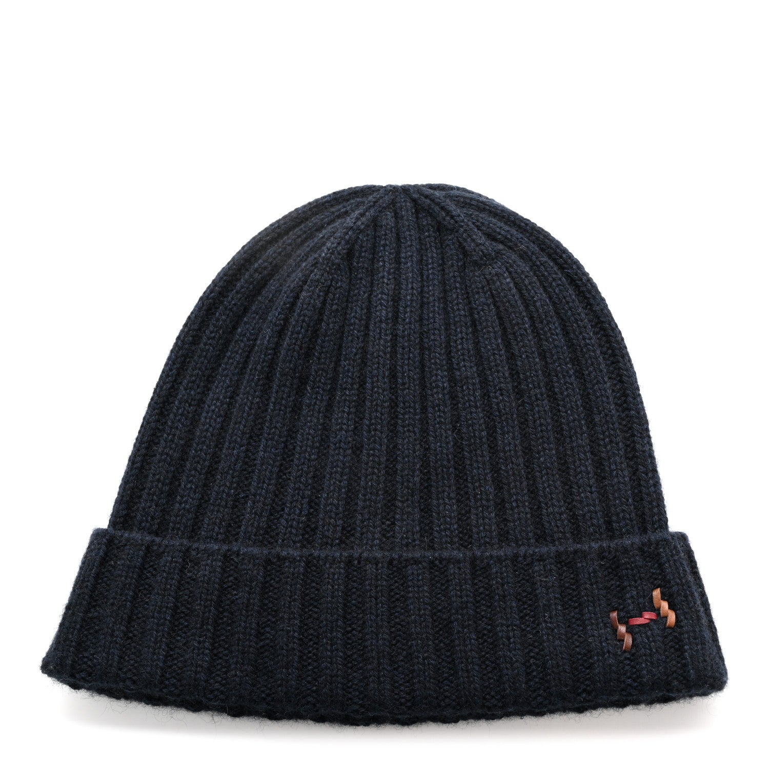 Hermes Cashmere Silk H Torsade Beanie Hat L Navy 1 of 5