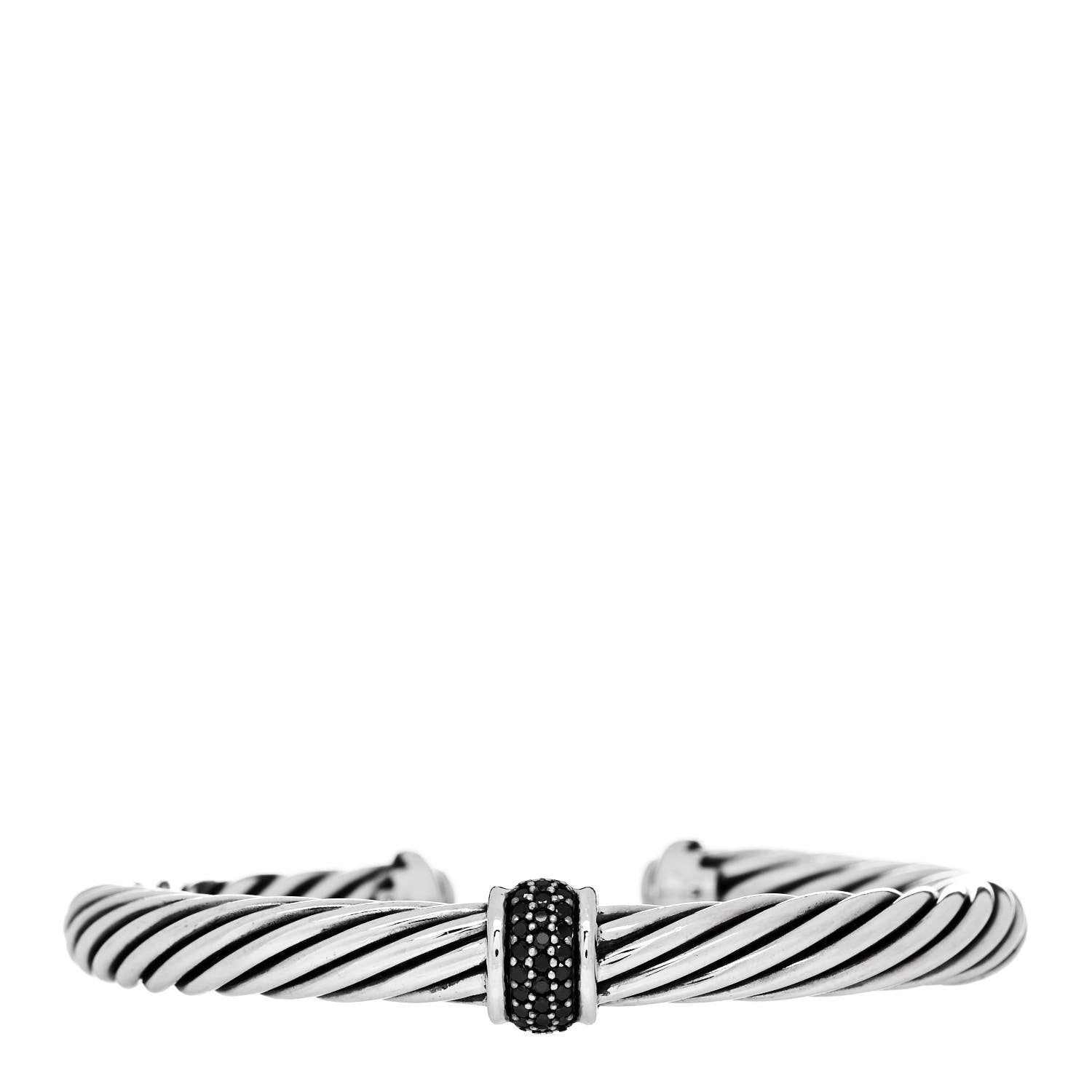 David Yurman Sterling Silver Black Diamond 7mm Cable Classics Single Station Bracelet 1 of 3