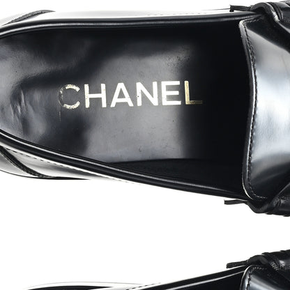 Chanel Shiny Calfskin Logo Loafers 38.5 Black 8 of 8