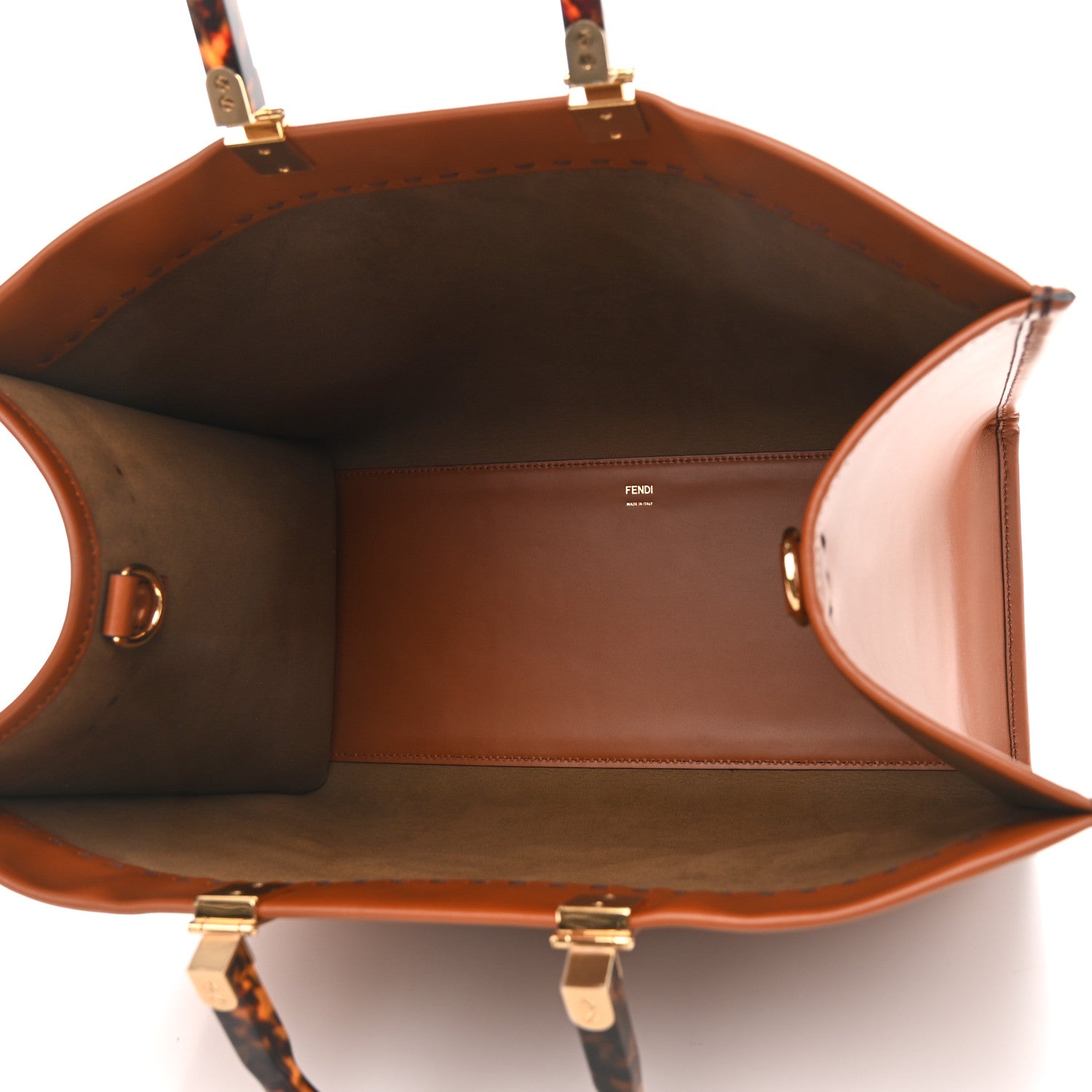 Fendi Vitello King Plexiglass Large Fendi Sunshine Shopper Tote Cuoio 5 of 11
