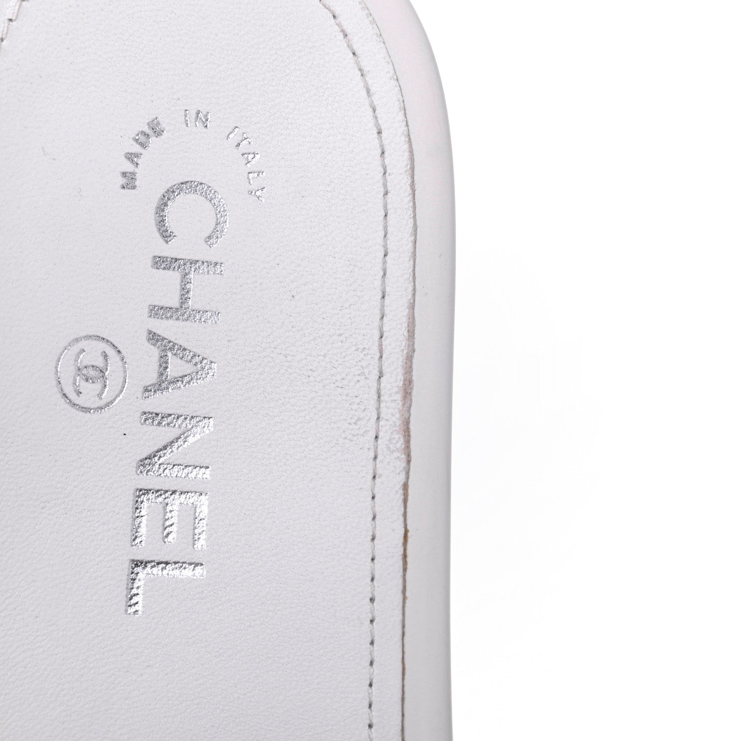 Chanel Tweed Lambskin Chain Flat Sandals 38 White 12 of 12