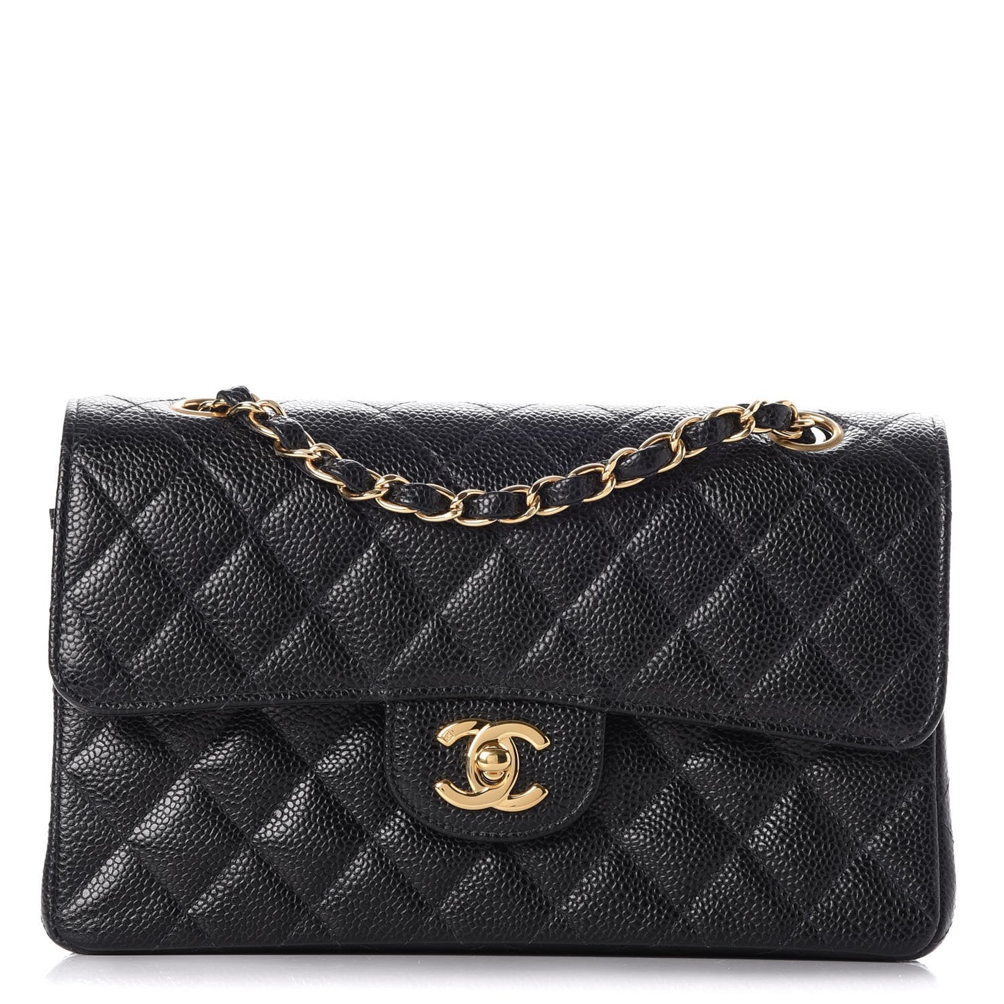 Caviar Quilted Small Double Flap Black