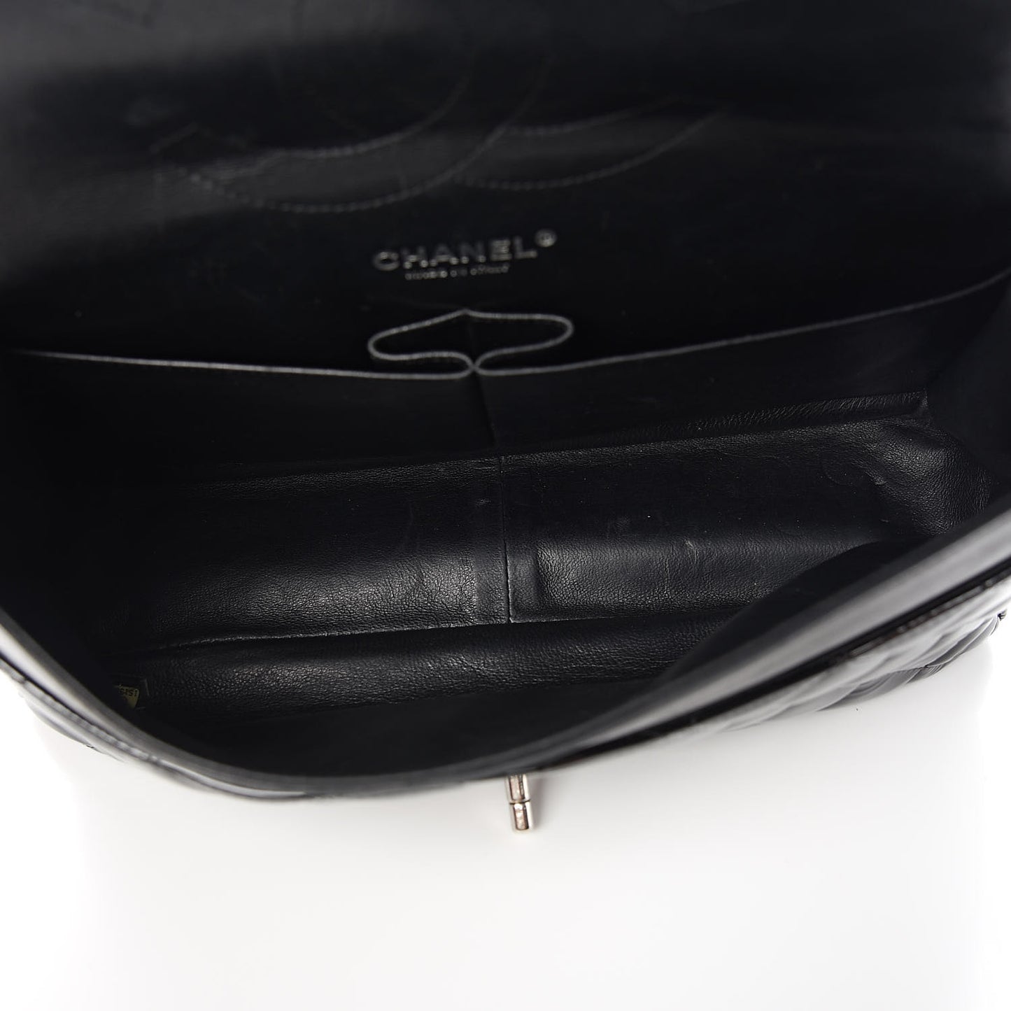 Patent Quilted Jumbo Double Flap Black