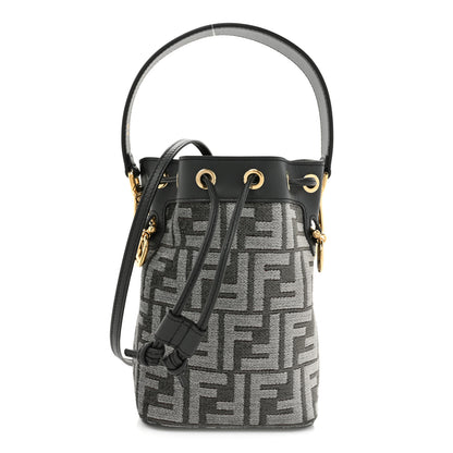Fendi Chenille Vitello King FF Mini Mon Tresor Bucket Bag Antracite Asfalto 1 of 9