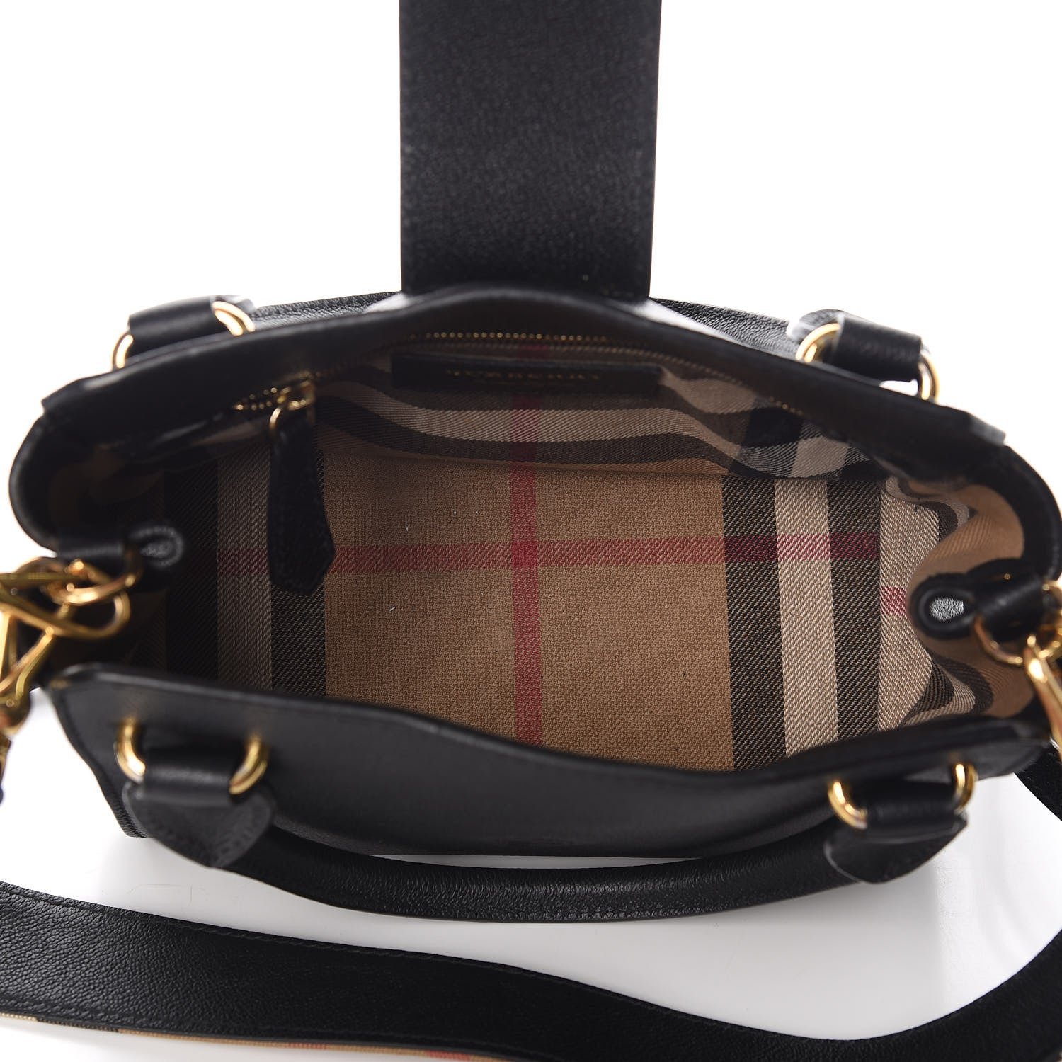 Burberry Soft Grain Calfskin Small Buckle Tote Black 6 of 13