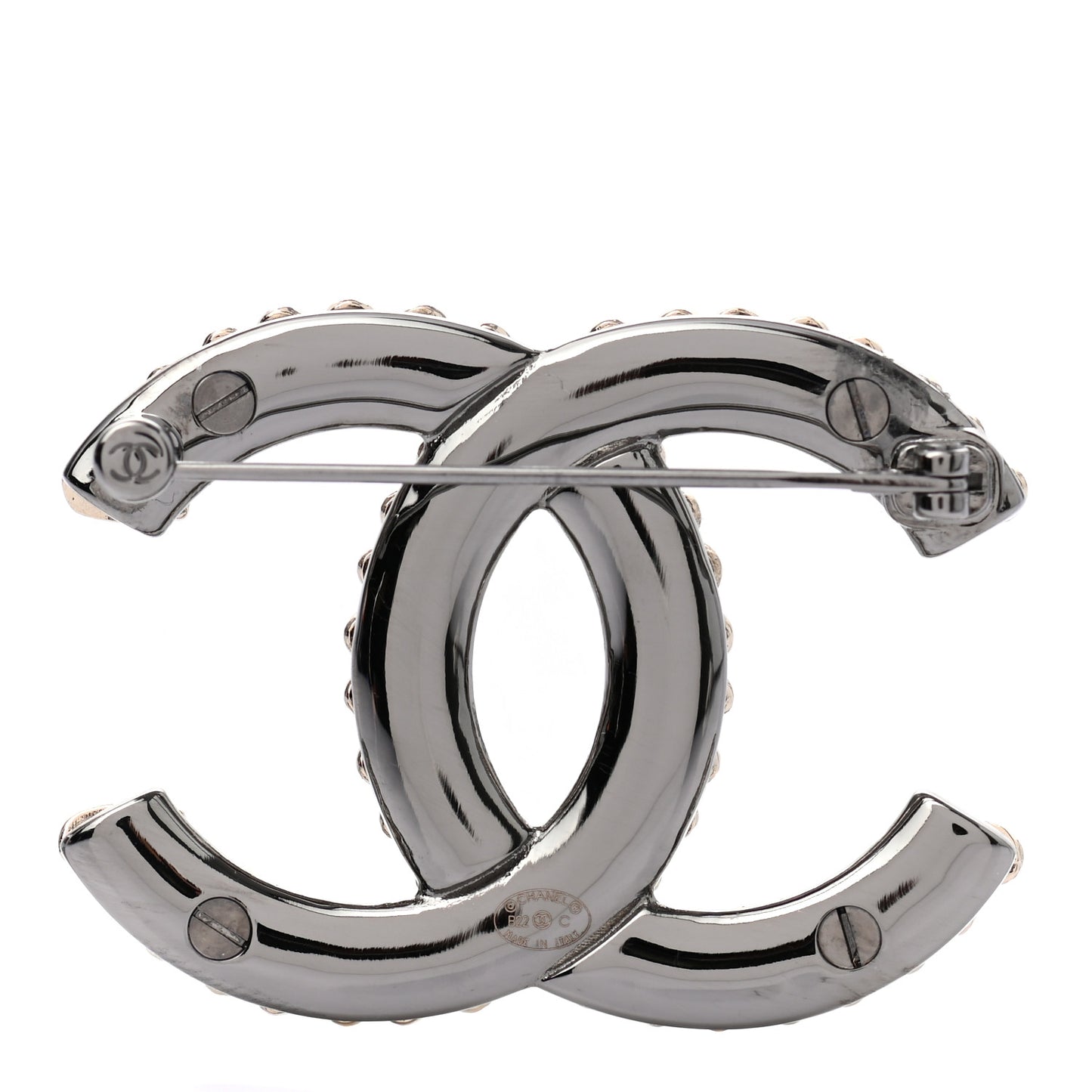 Metal CC Heart Brooch Gold Silver