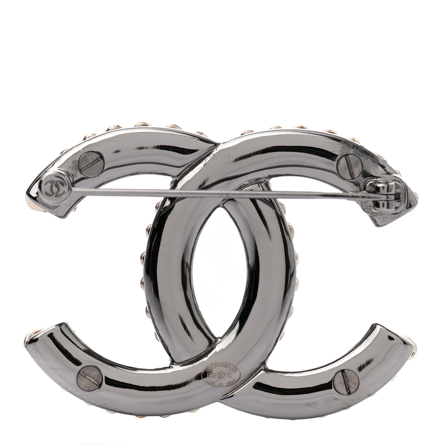 Chanel Metal CC Heart Brooch Gold Silver 3 of 5