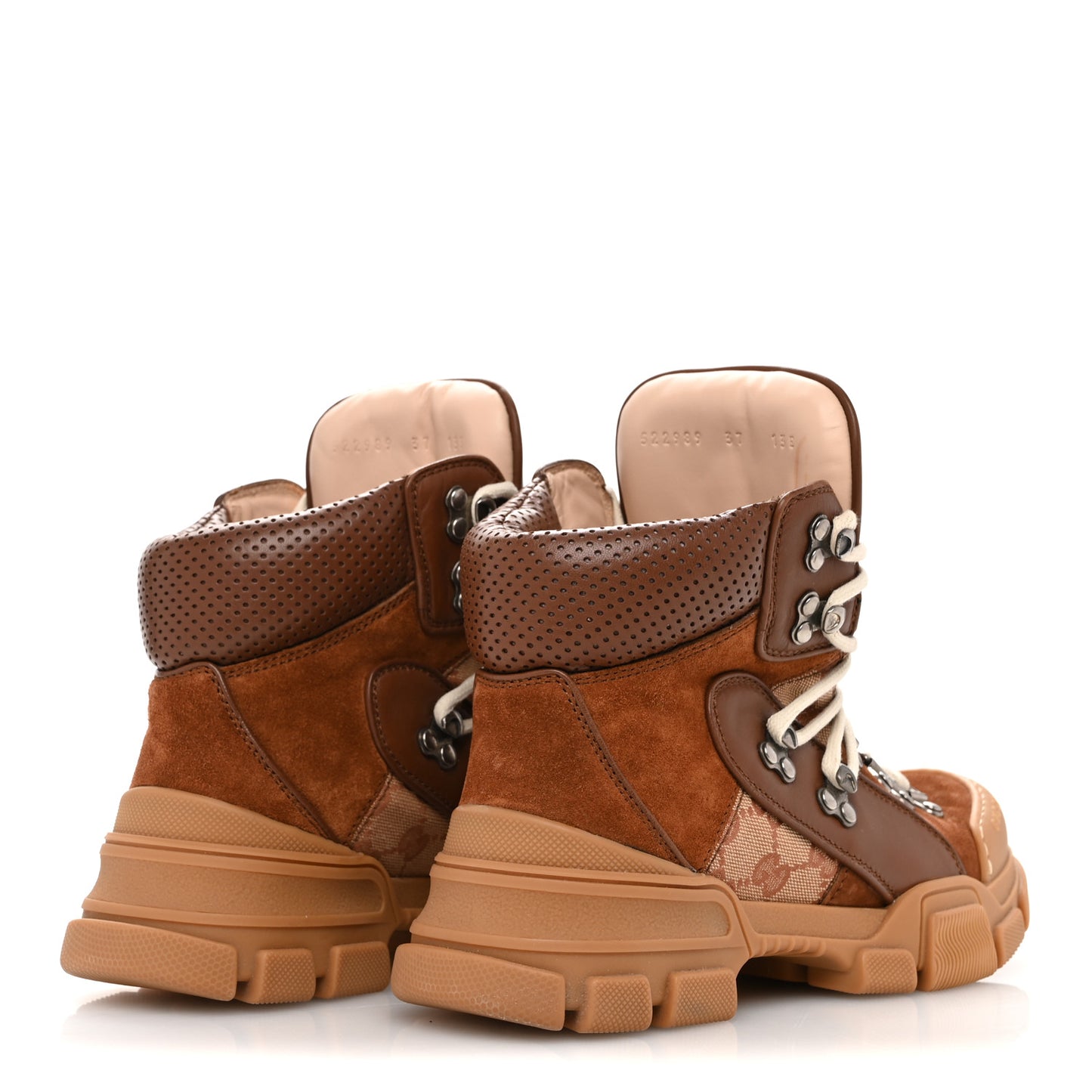 X SEGA Suede Calfskin GG Monogram Womens Flashtrek High-Top Sneakers 37 37 New Cuir Beige Ruggine