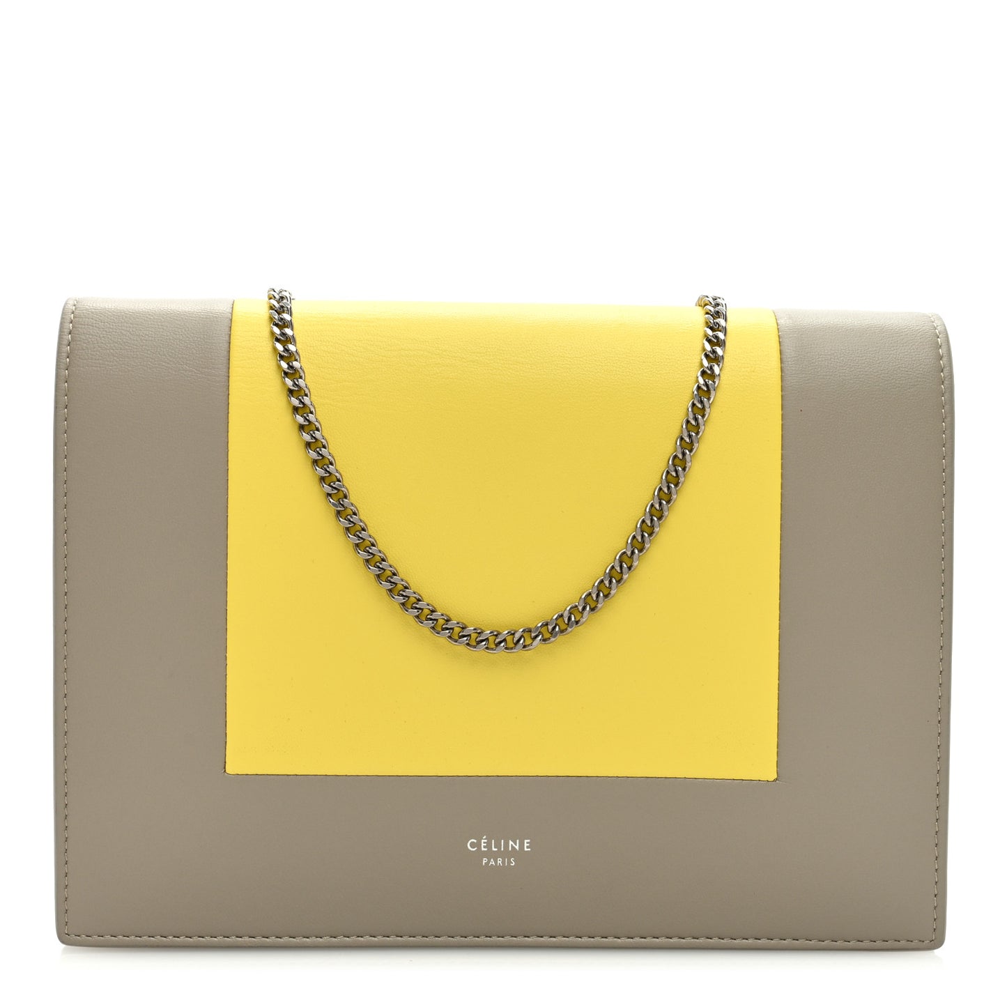 Smooth Lambskin Frame Evening Chain Clutch Quartz Yellow