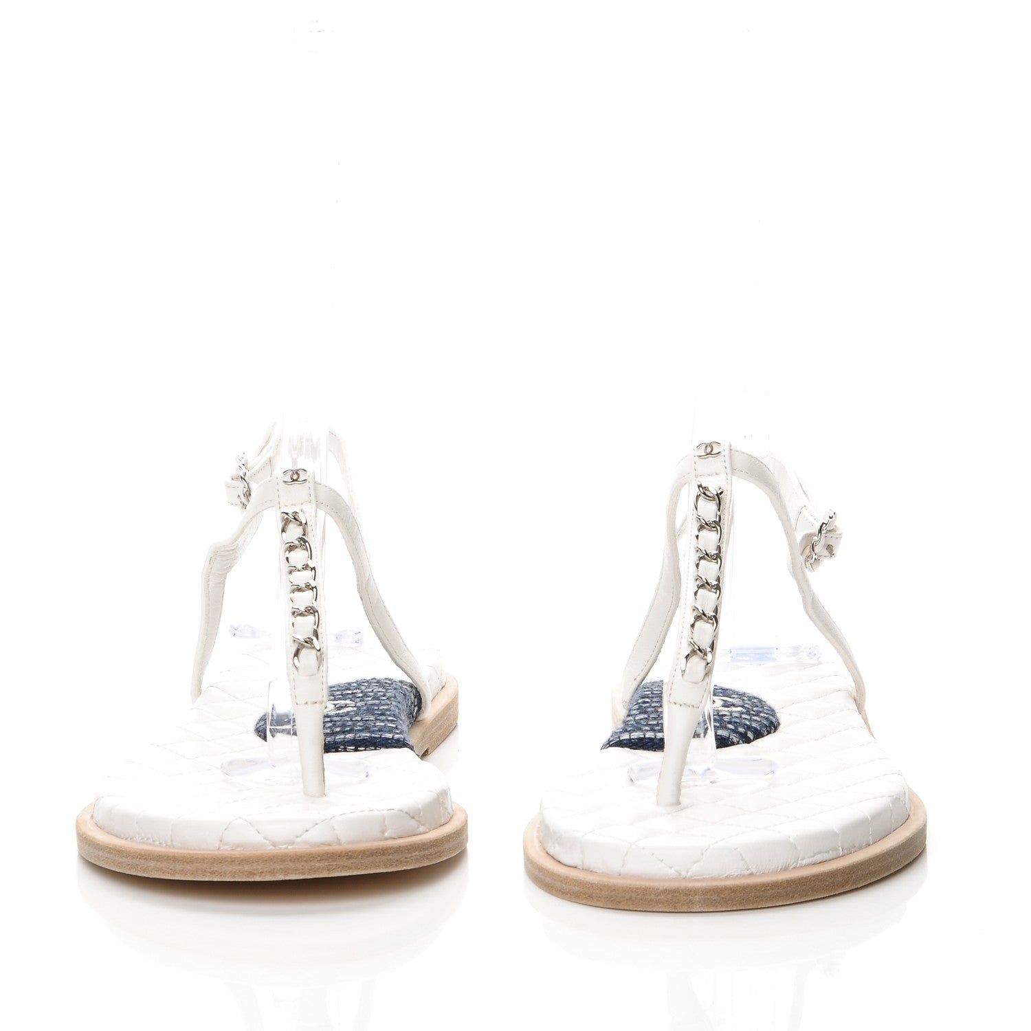 Chanel Lambskin CC Chain Thong Sandals 41 Cream 2 of 10