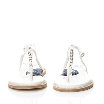 Chanel Lambskin CC Chain Thong Sandals 41 Cream 2 of 10