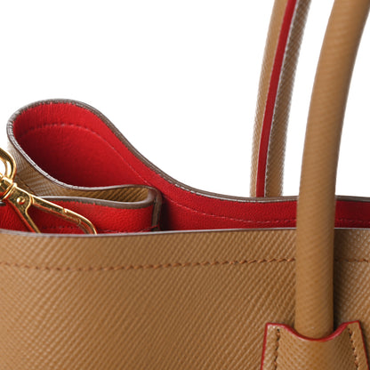 Prada Saffiano Cuir Medium Double Bag Caramel Fuoco 10 of 11