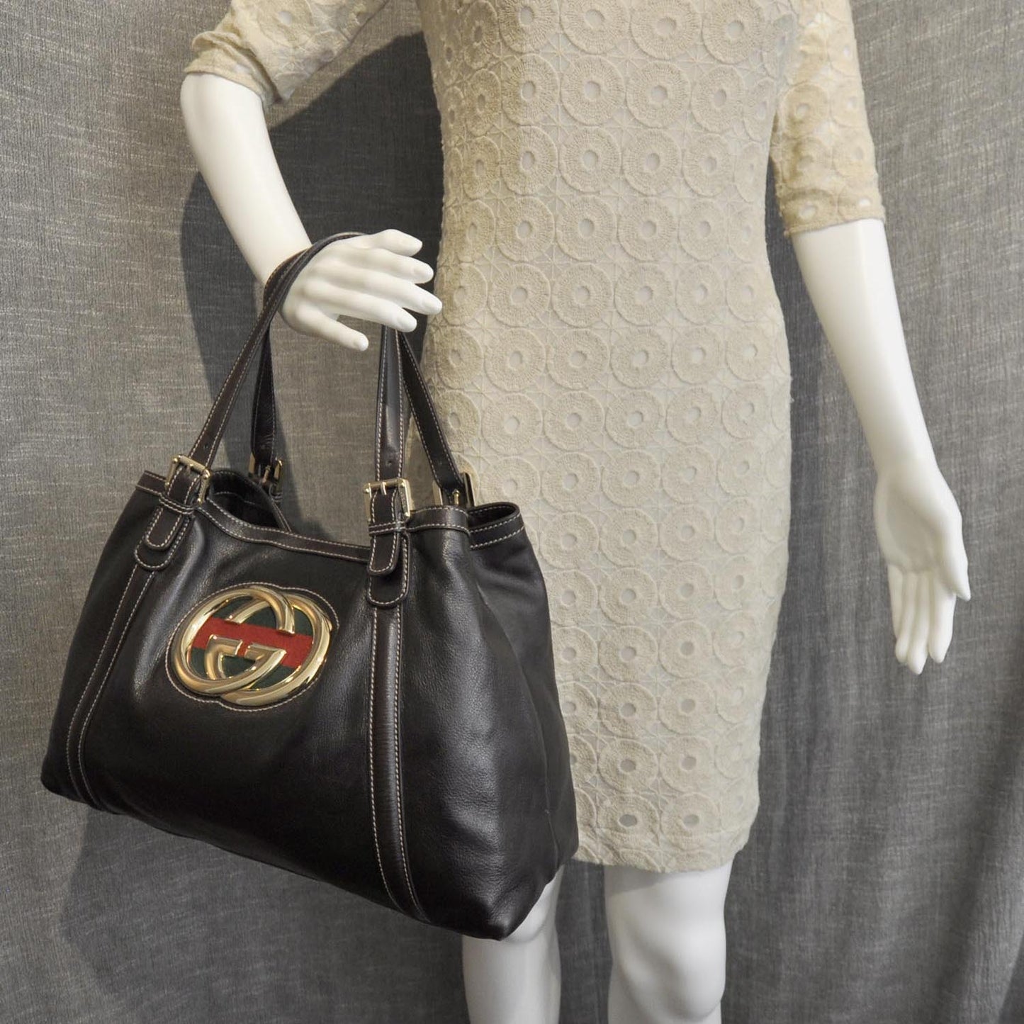 Leather Britt Tote Dark Brown