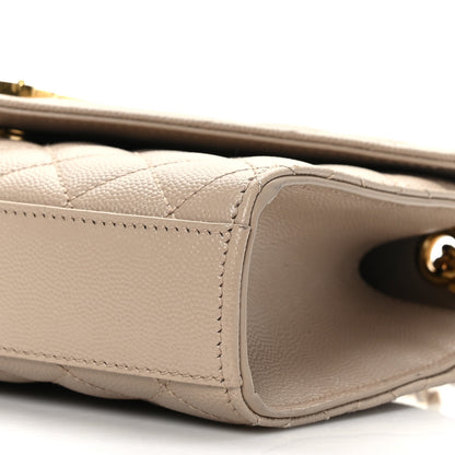 Saint Laurent Grain De Poudre Textured Mixed Matelasse Triquilt Small Monogram Satchel Dark Beige 6 of 7