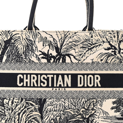 Christian Dior Canvas Embroidered Medium Palms Toile De Jouy Book Tote Blue 8 of 13