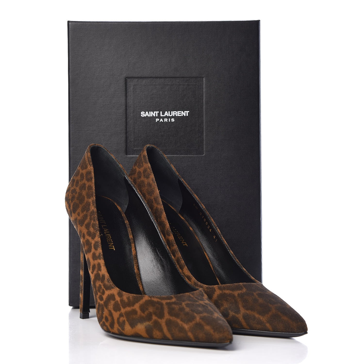 Saint Laurent Suede Leopard Printed Paris 105 Pumps 41 Natural Coffee 8 of 8
