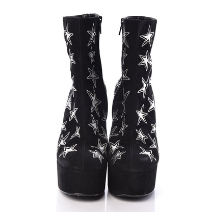 Saint Laurent Kid Scamosciato Lambskin Embossed Candy Star Studded Platform Boots 37 Black 2 of 6