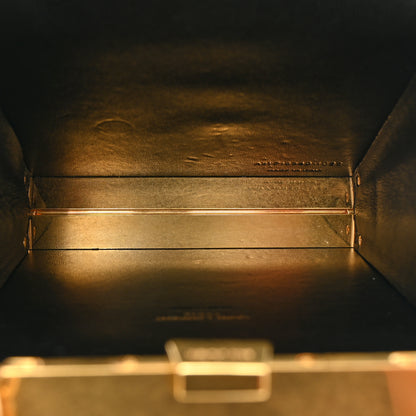 Saint Laurent Metal Calfskin Shagreen Embossed Monogram Minaudiere Tuxedo Box Clutch Blanc Vintage Light Bronze 5 of 10