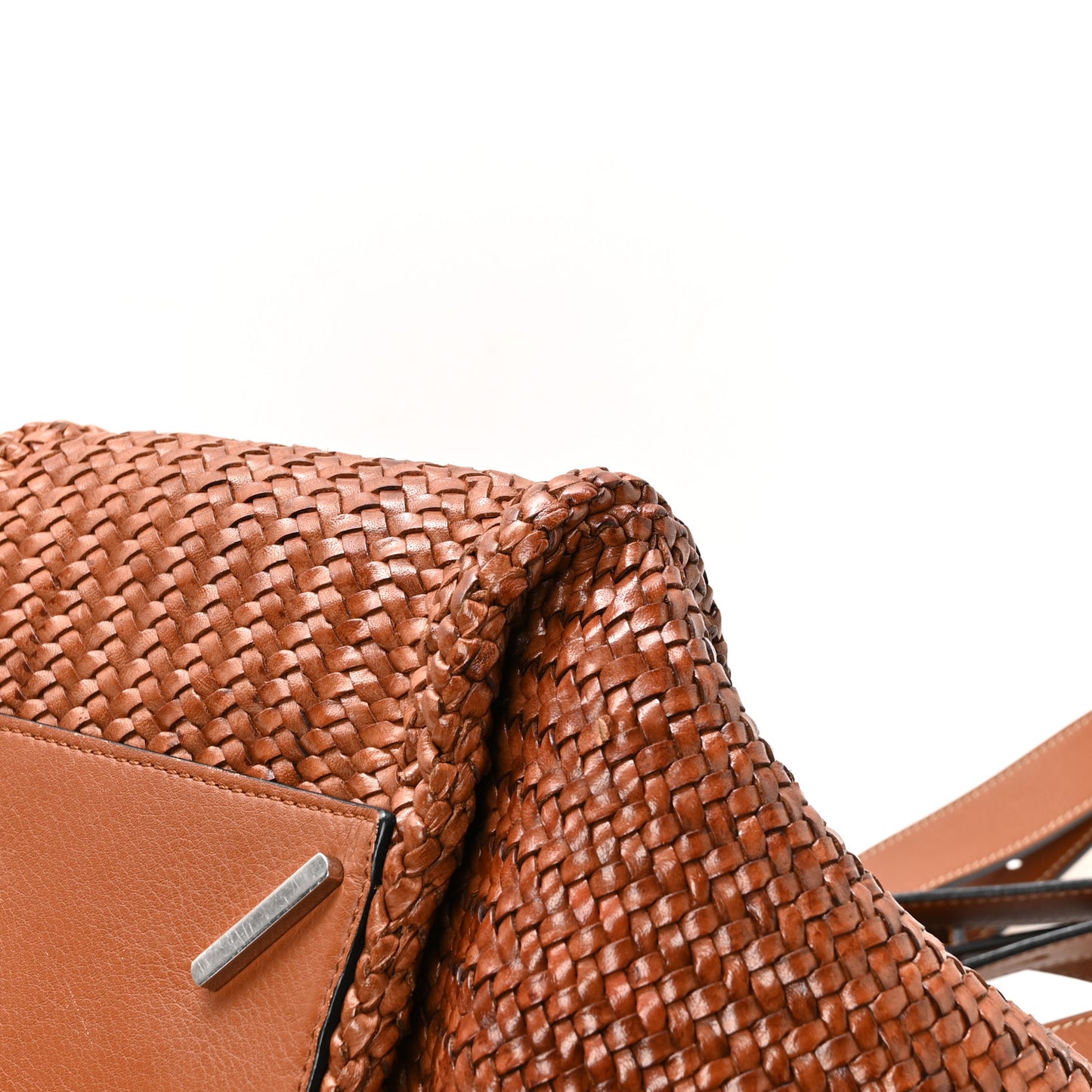 Calfskin Woven Medium Hammock Shoulder Bag Tan