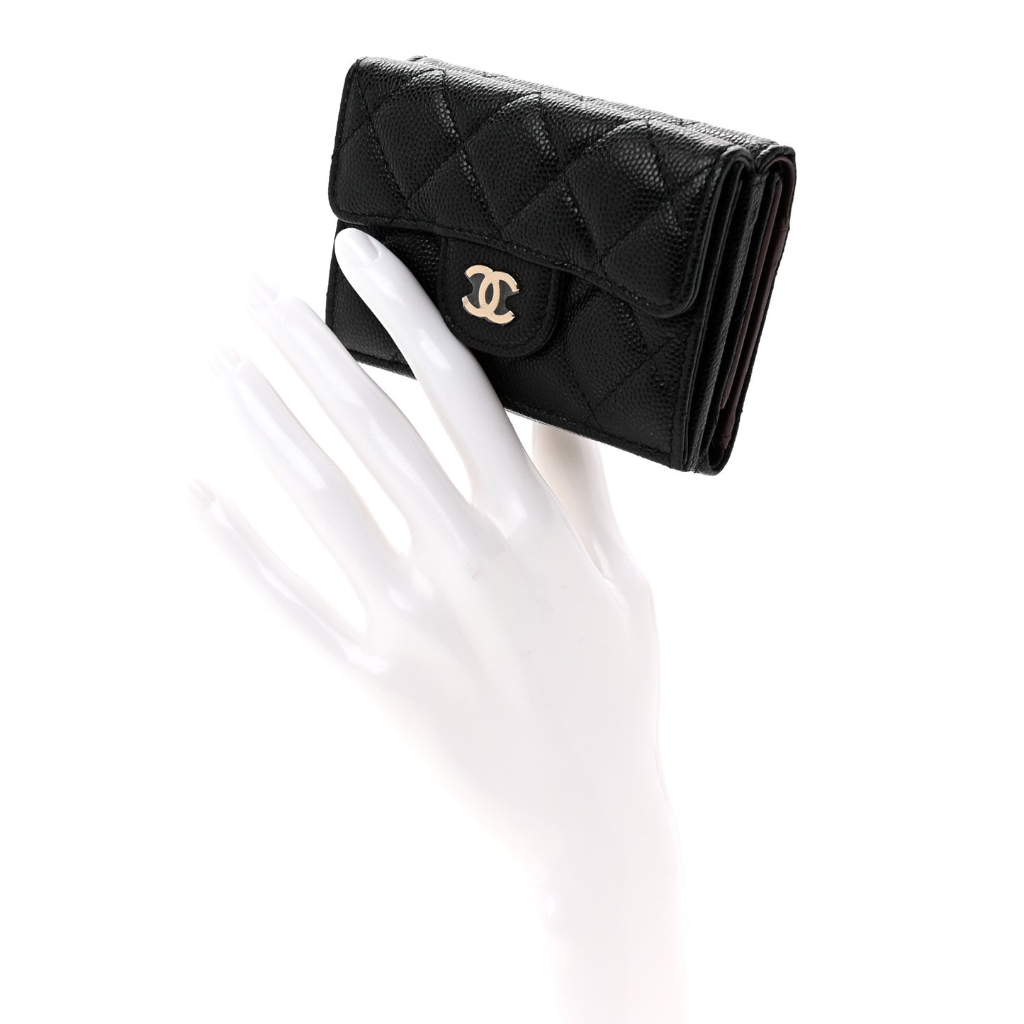 Caviar Quilted Double Flap Wallet Black