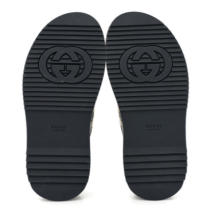 Gucci Monogram Criss Cross Platform Slide Sandals 36 Beige Blue 5 of 9