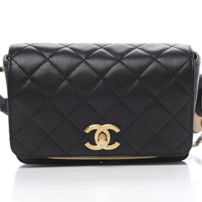 Chanel Lambskin Quilted Camellia Flower Waist Flap Black 8 of 11