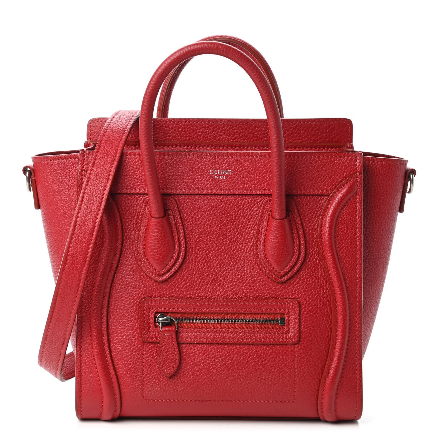 Drummed Calfskin Nano Luggage Red