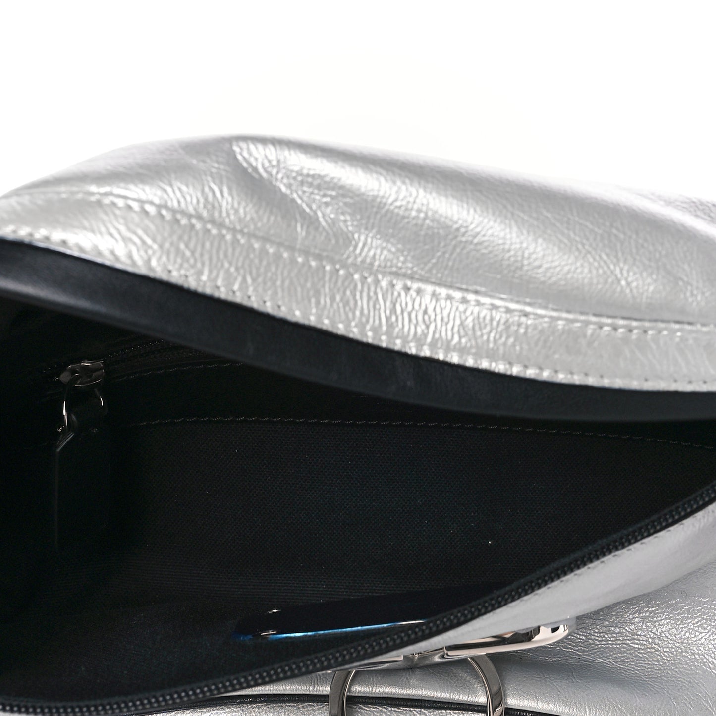 Metallic Calfskin VRing Belt Bag Silver