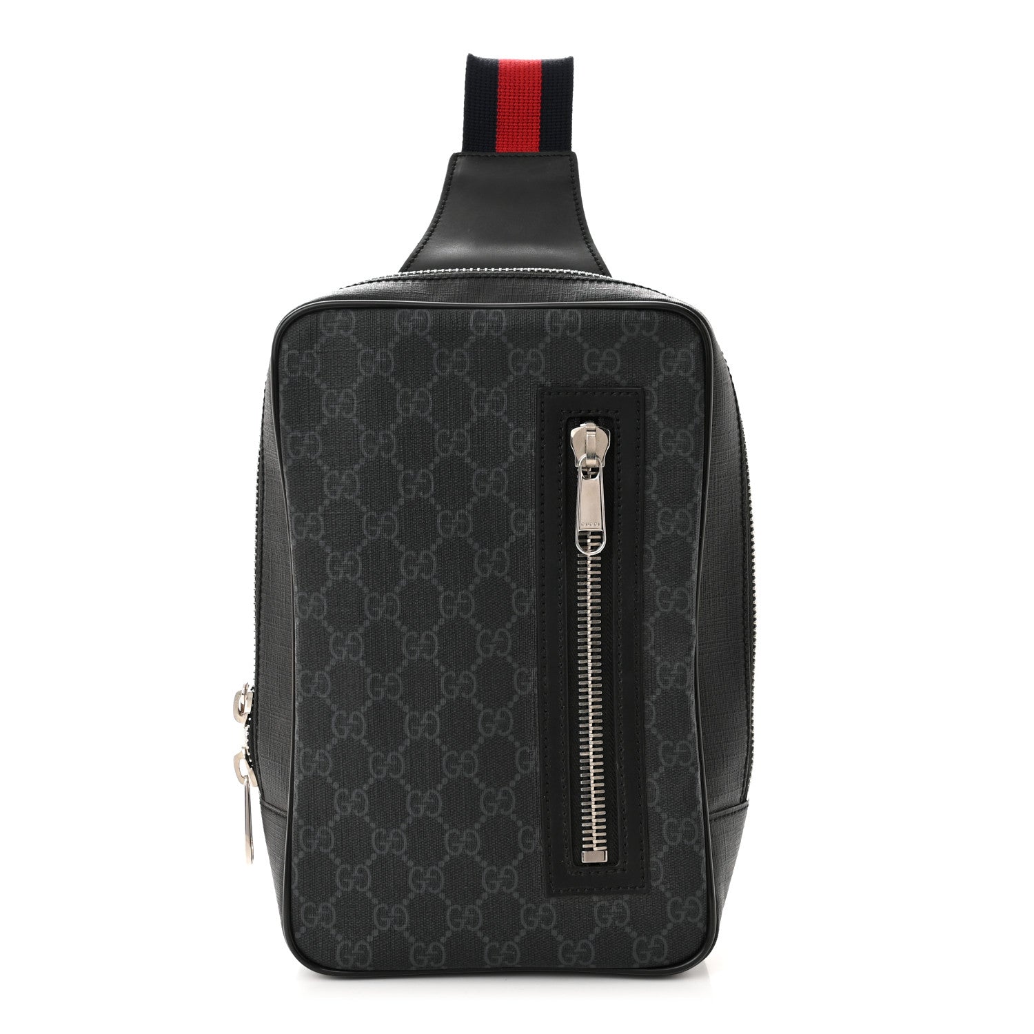 Gucci GG Supreme Monogram Web Belt Bag Black Grey 1 of 12