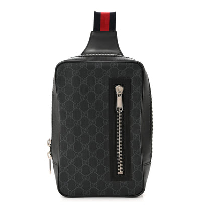Gucci GG Supreme Monogram Web Belt Bag Black Grey 1 of 12
