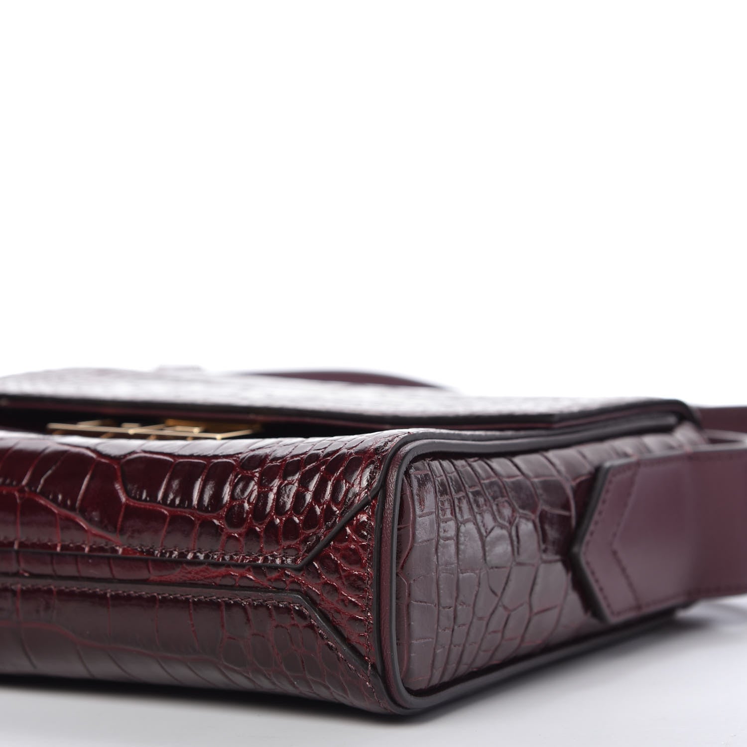 Givenchy Calfskin Crocodile Embossed Small Eden Burgundy 7 of 9