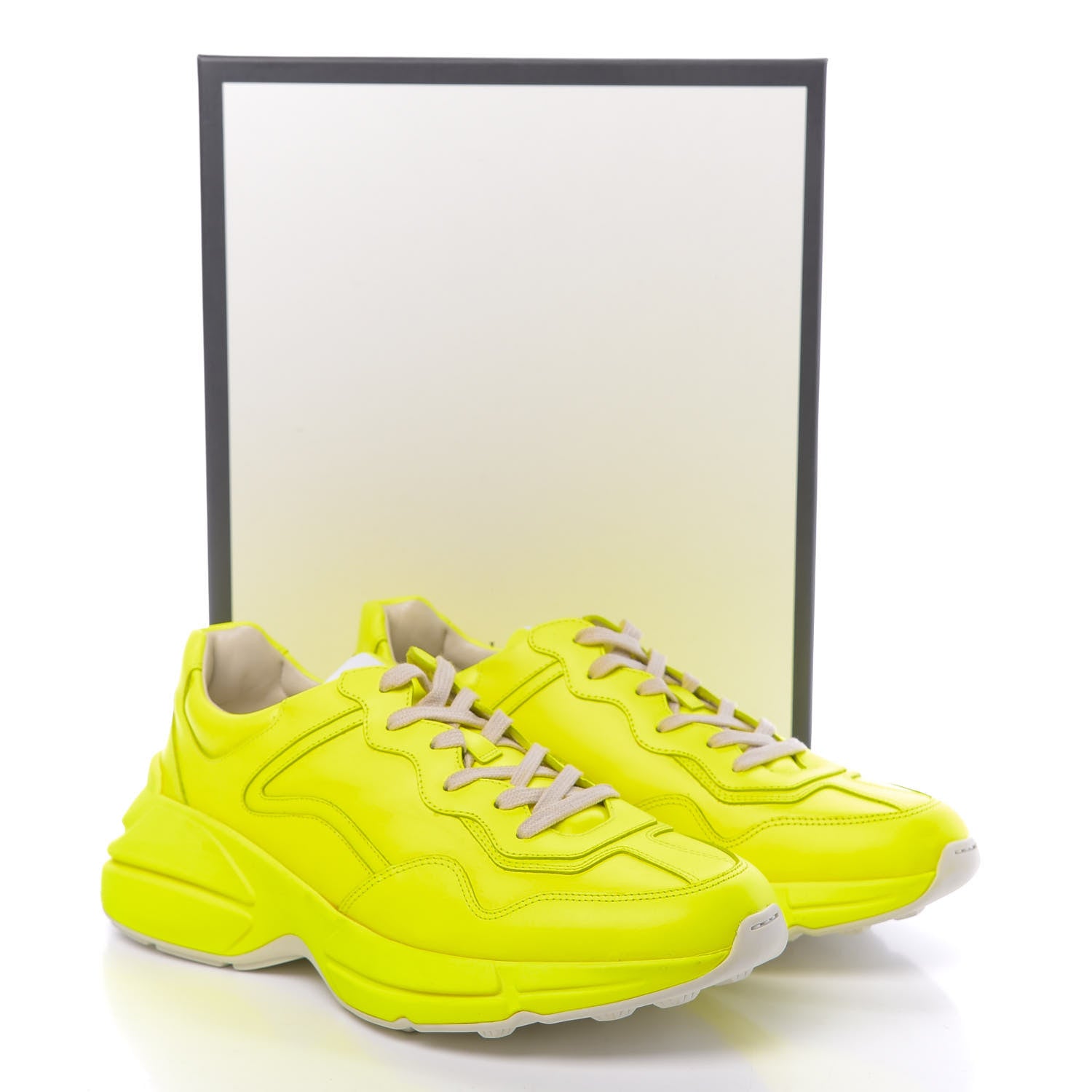 Gucci Calfskin Mens Rhyton Sneakers 10 Yellow Fluo 9 of 9