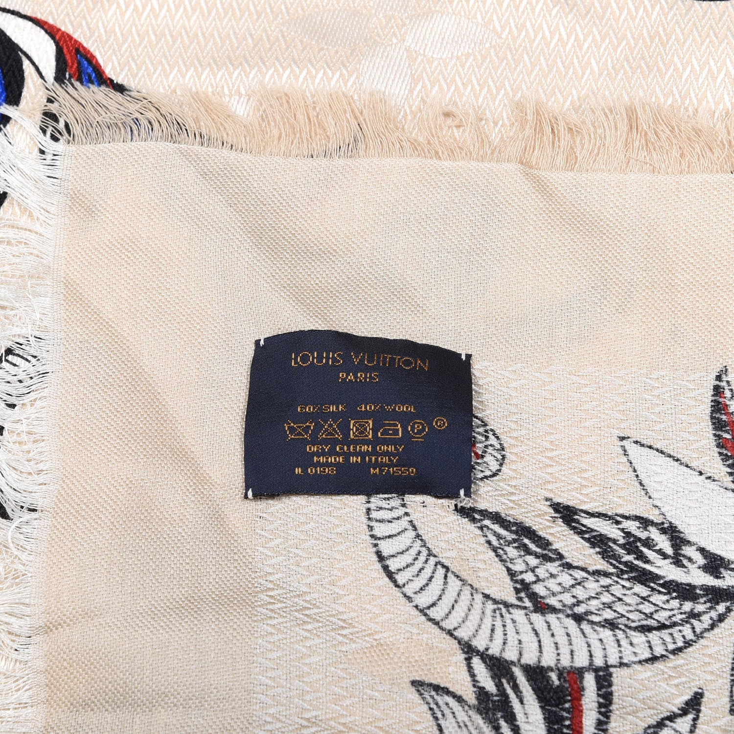 Louis Vuitton Silk Wool Beyond Flower Monogram Shawl Beige 2 of 3