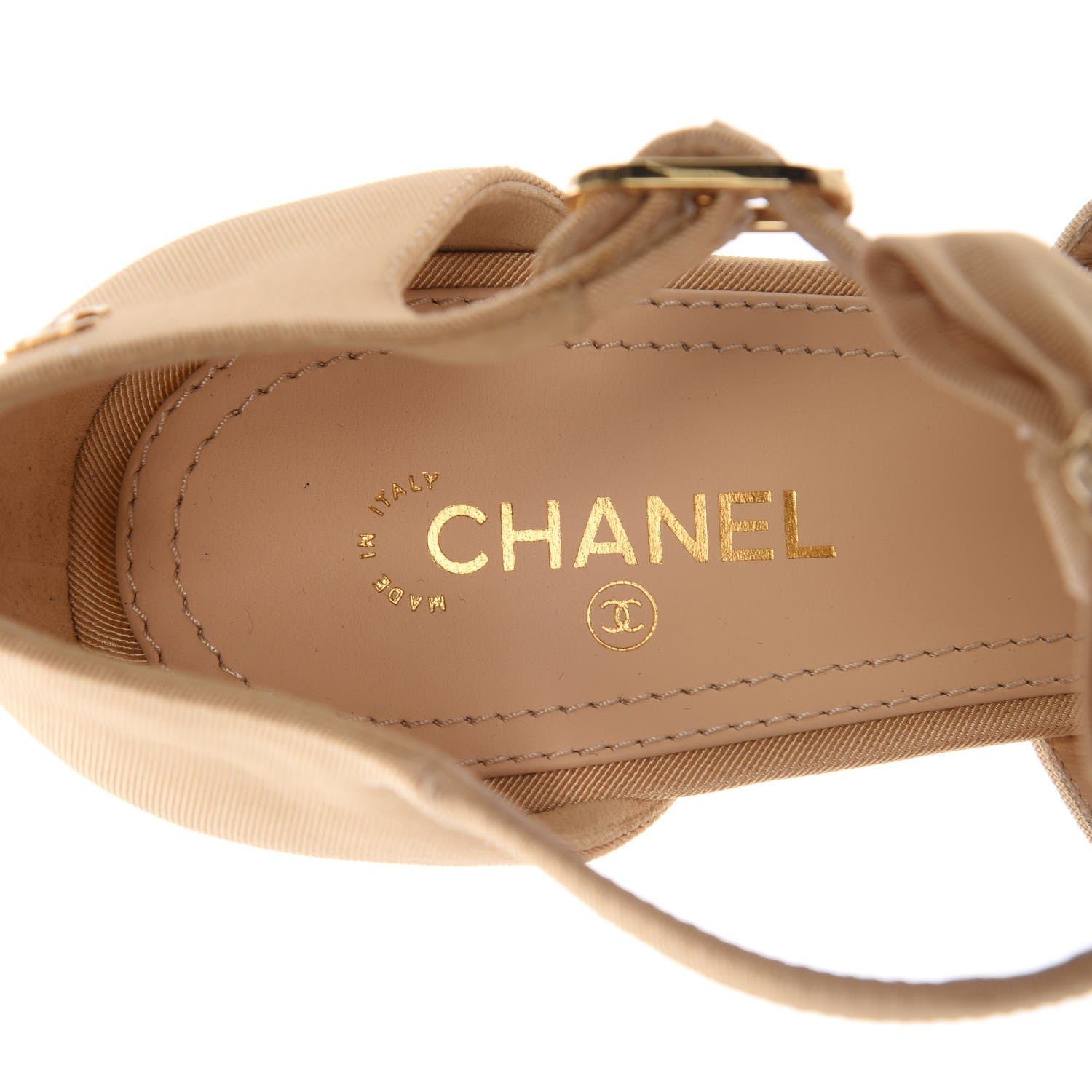 Chanel Grosgrain Pearl Bow Sandals 39.5 Beige 8 of 9